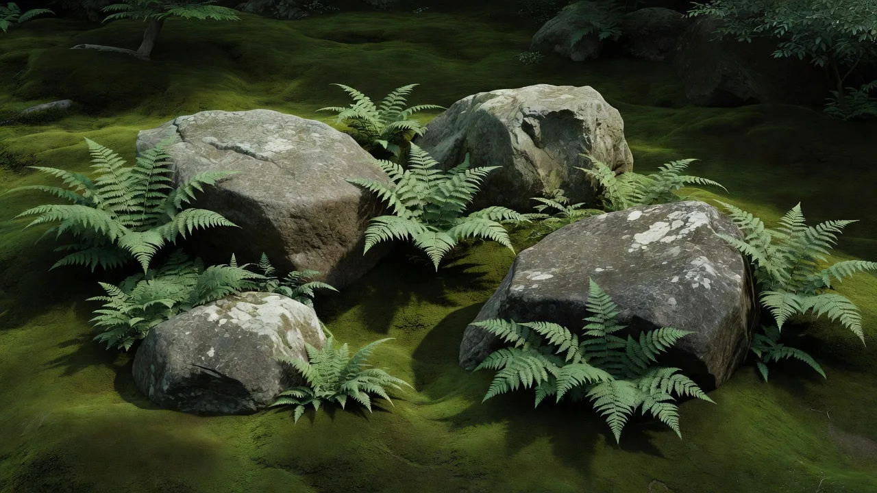 Traditional moss garden